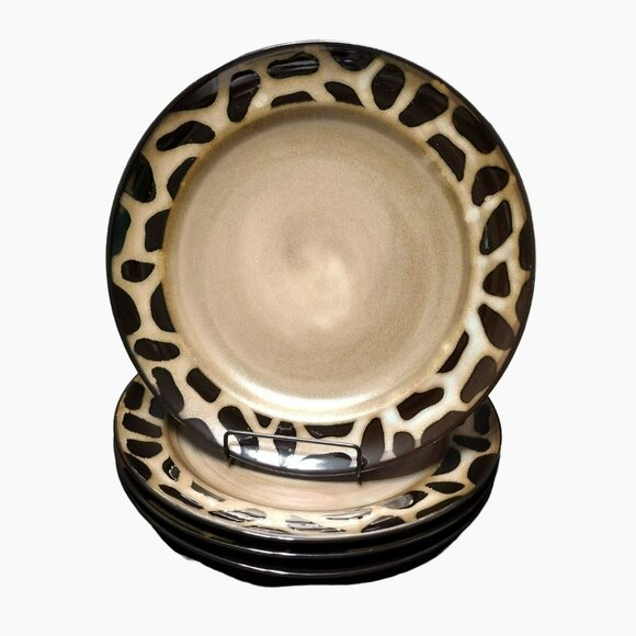 3rd Set of 2 Joseph Abboud Cheetah Dinner Plates 11" Brown Leopard Animal Print - Picture 9 of 10